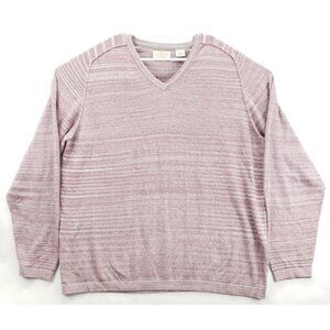 Vintage Weatherproof Sweater Mens XL Pink Cotton Long Sleeve V-Neck Pullover